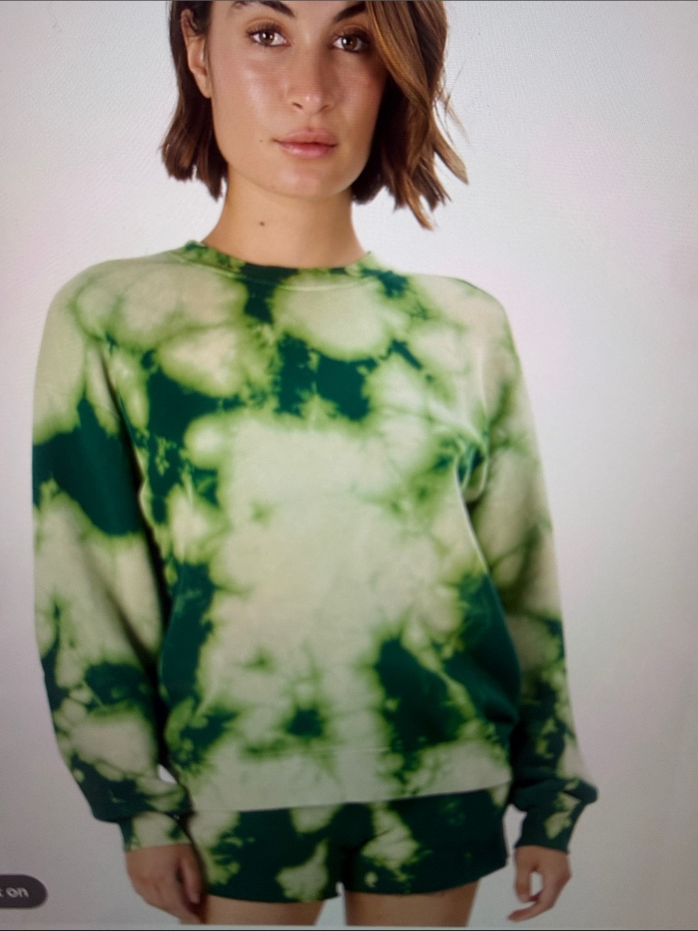 Cotton Citizen Brooklyn Green & Cream Tie-Dye Crewneck Sweatshirt
